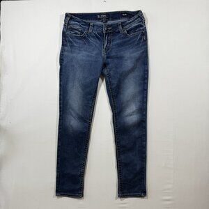 Silver Jeans Women's Suki Mid Skinny Jeans Blue 33/31 Casual Denim Comfy Capsule